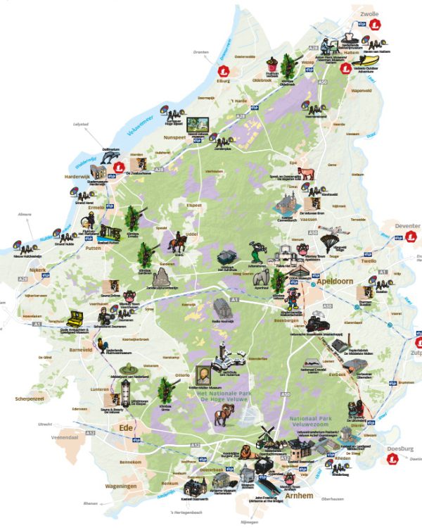 Kaart-DRenthe ,Dwingeloo, Veluwe-attracties Drenthe ,Dwingeloo, Veluwe-attracties